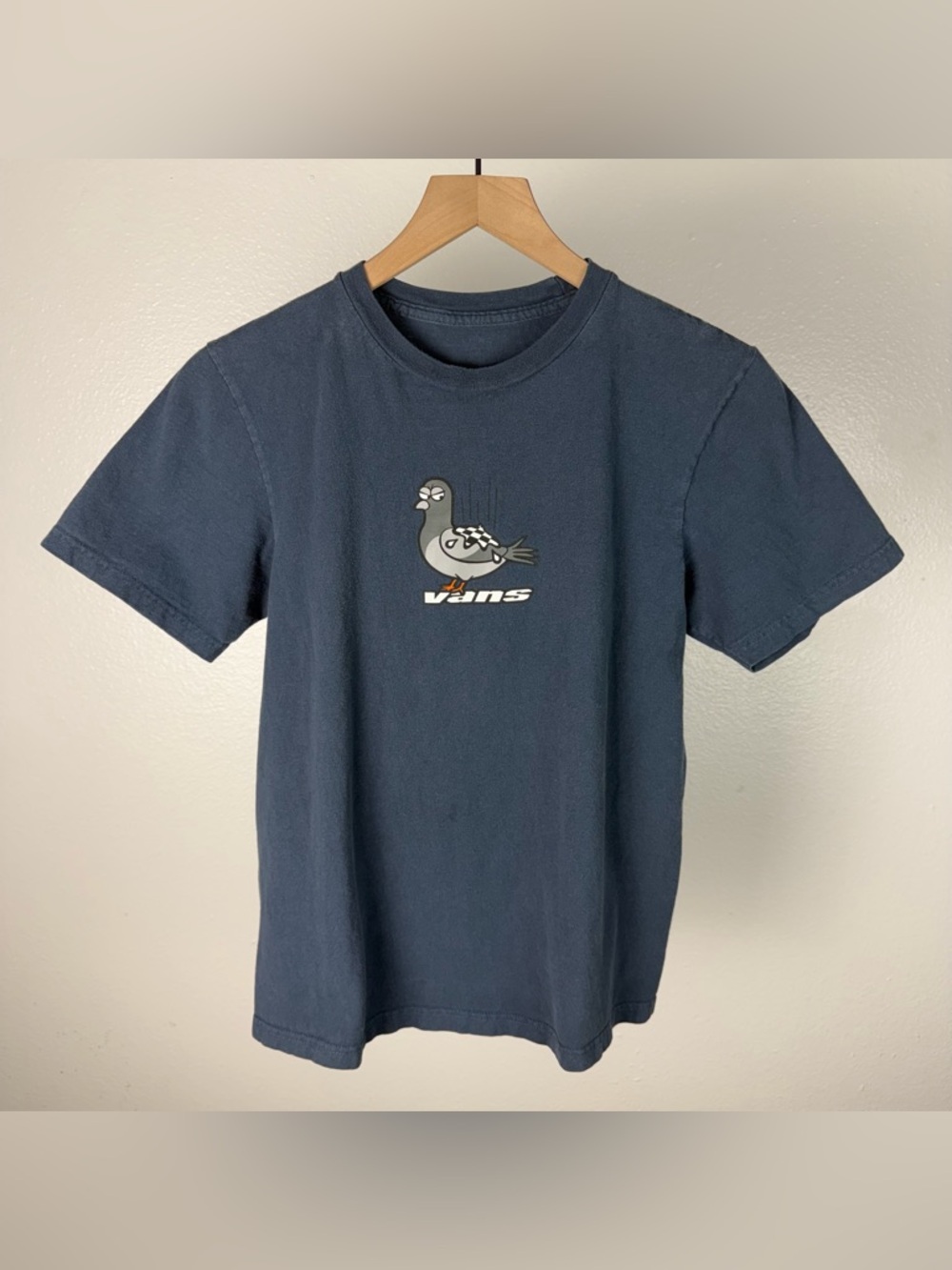 Vans Bird Pigeon Spell Out Navy Blue Graphic T Shirt Women’s Size Small
